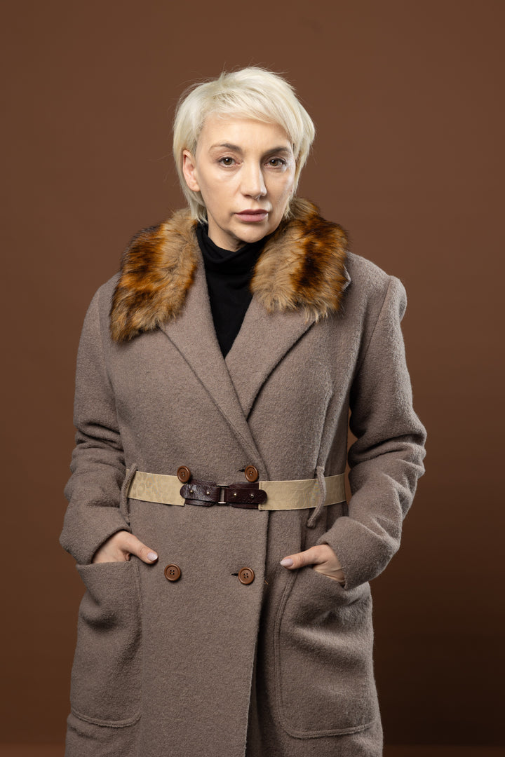 Virgin Sheep Wool Double-Breasted Coat