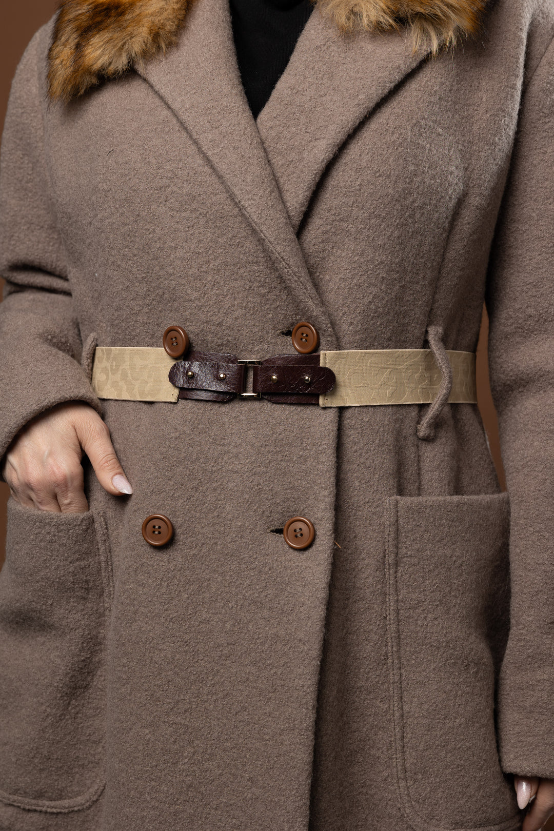 Virgin Sheep Wool Double-Breasted Coat
