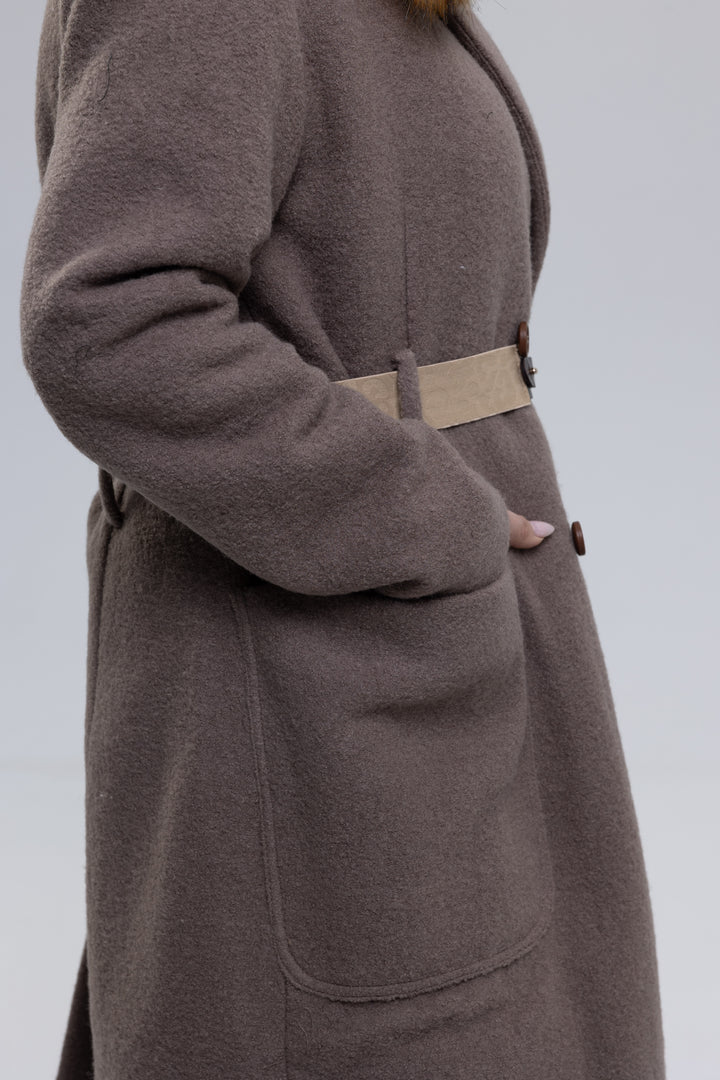 Virgin Sheep Wool Double-Breasted Coat