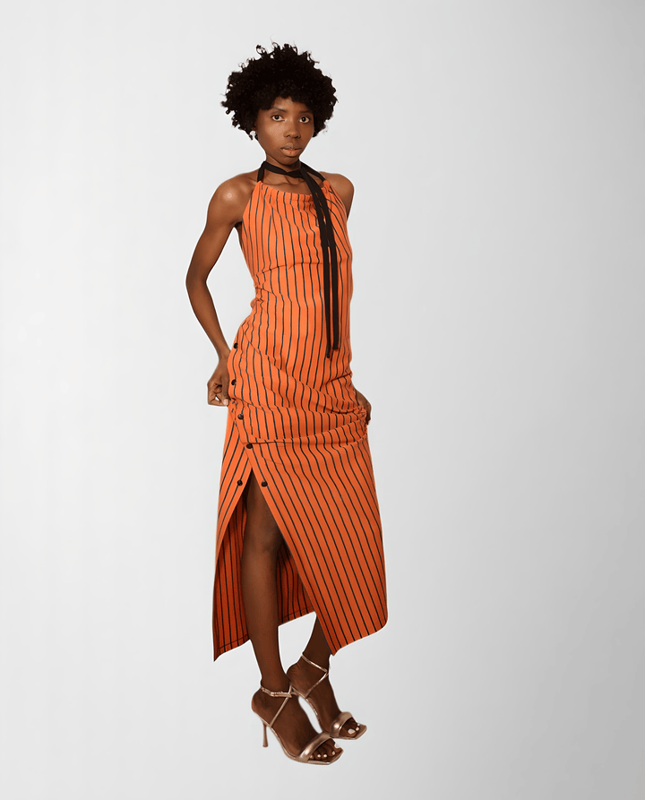 Striped Cotton French Terry Dress for Women – Soft and Breathable Casual Wear