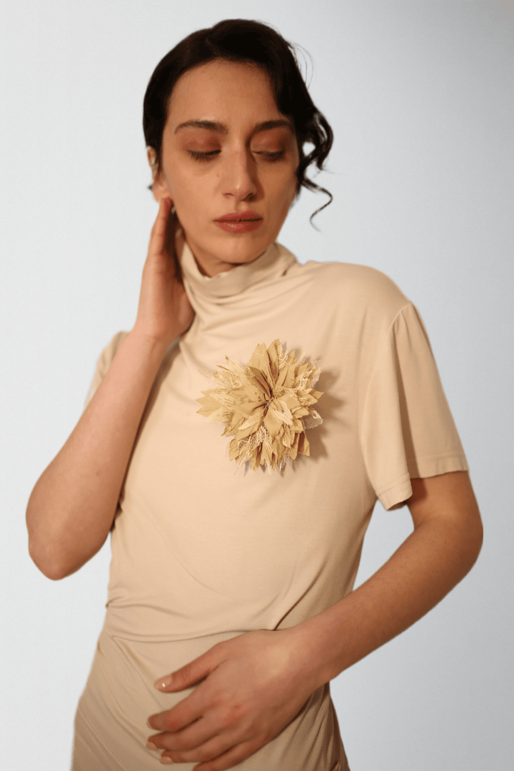 Bamboo spandex ultra soft knit jersey skirt outfit with handmade flower - Baleni