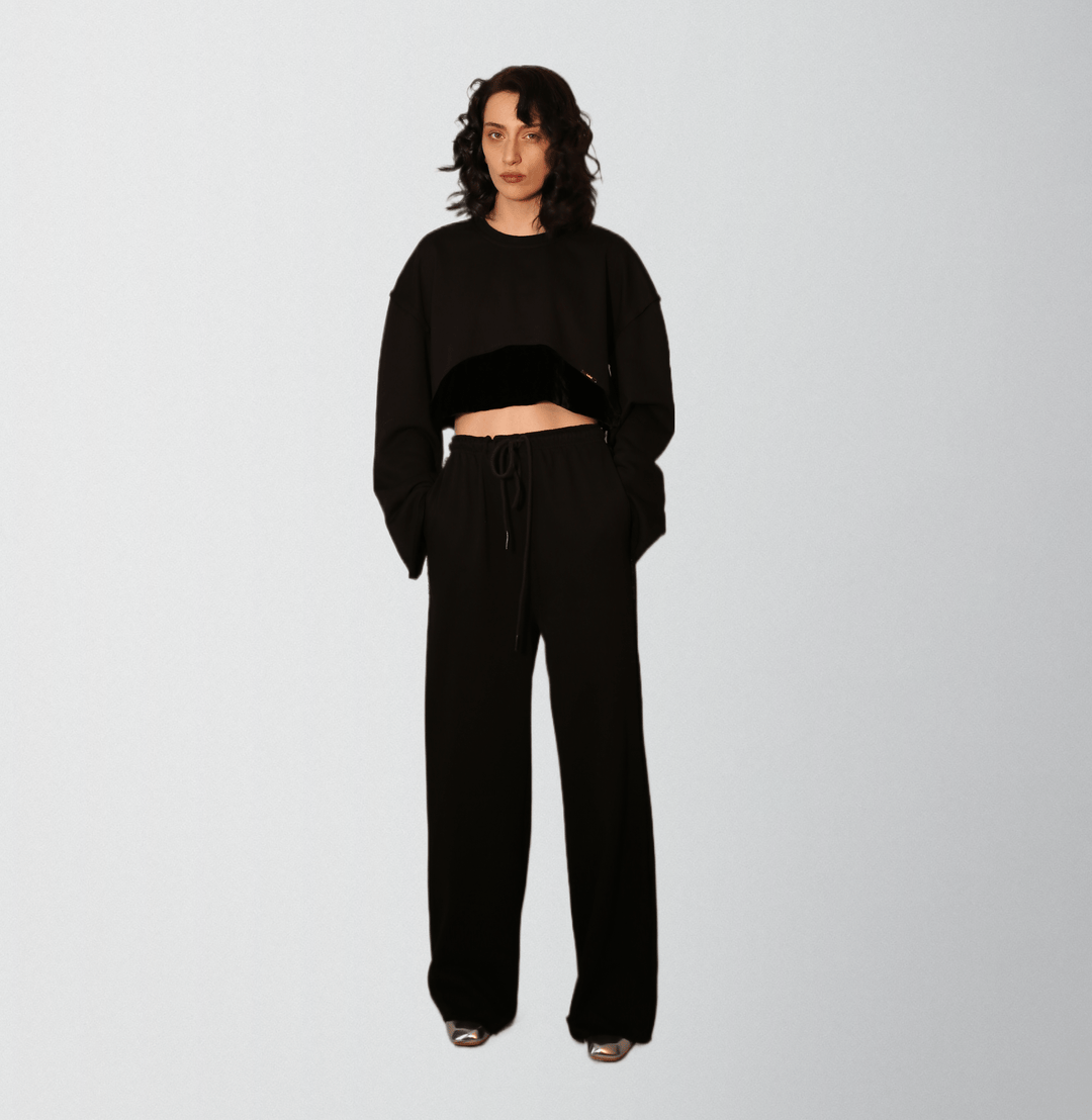 Silk Velvet Woven Cotton Three Pieces Tracksuit