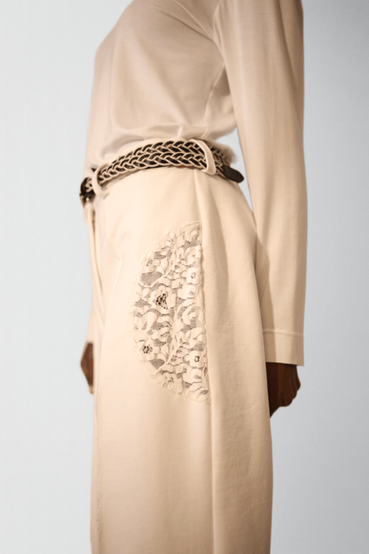 Virgin cotton heavyweight laced pants