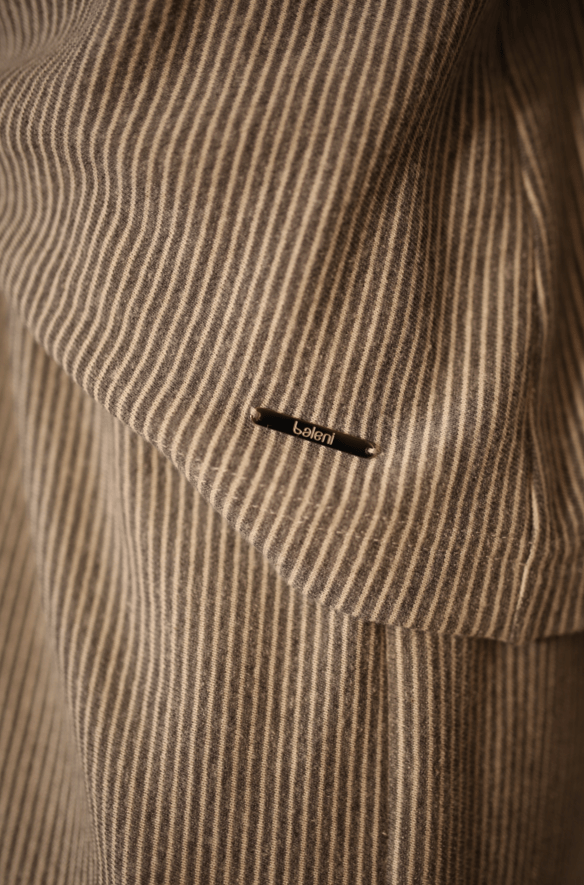 Organic cotton striped casual pants outfit - Baleni