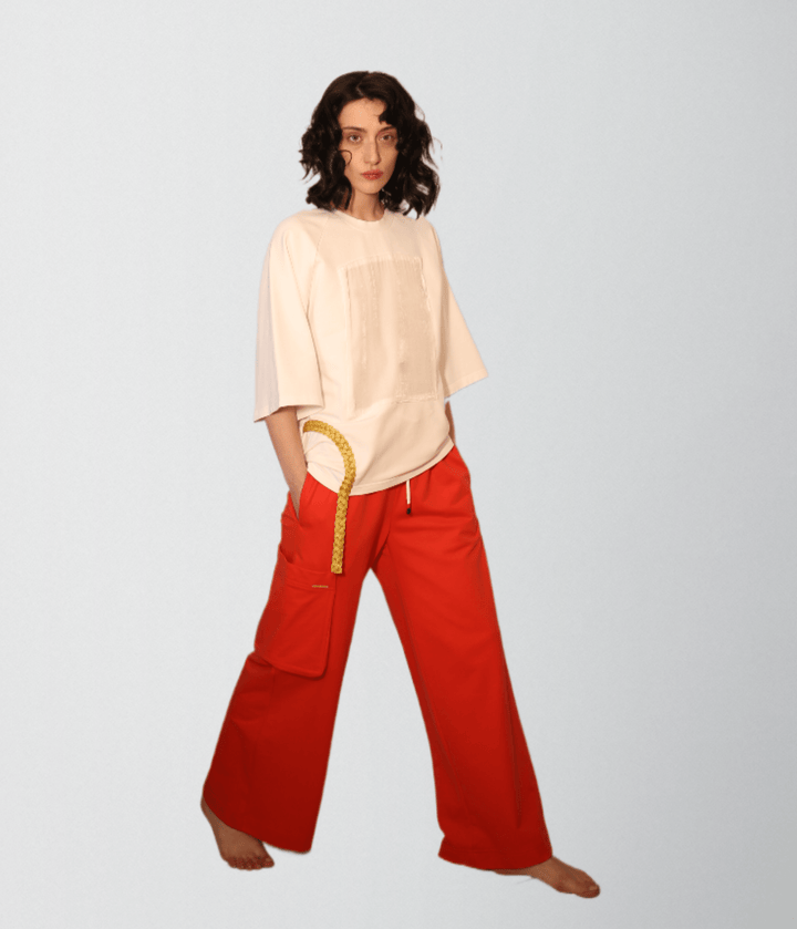 Golden Metallic Braid Trimmed Cotton Elastane Top