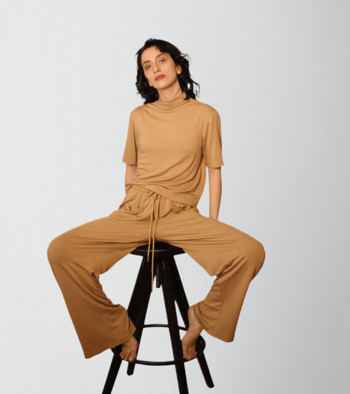 Wide-Leg Bamboo Cotton Jersey Outfit