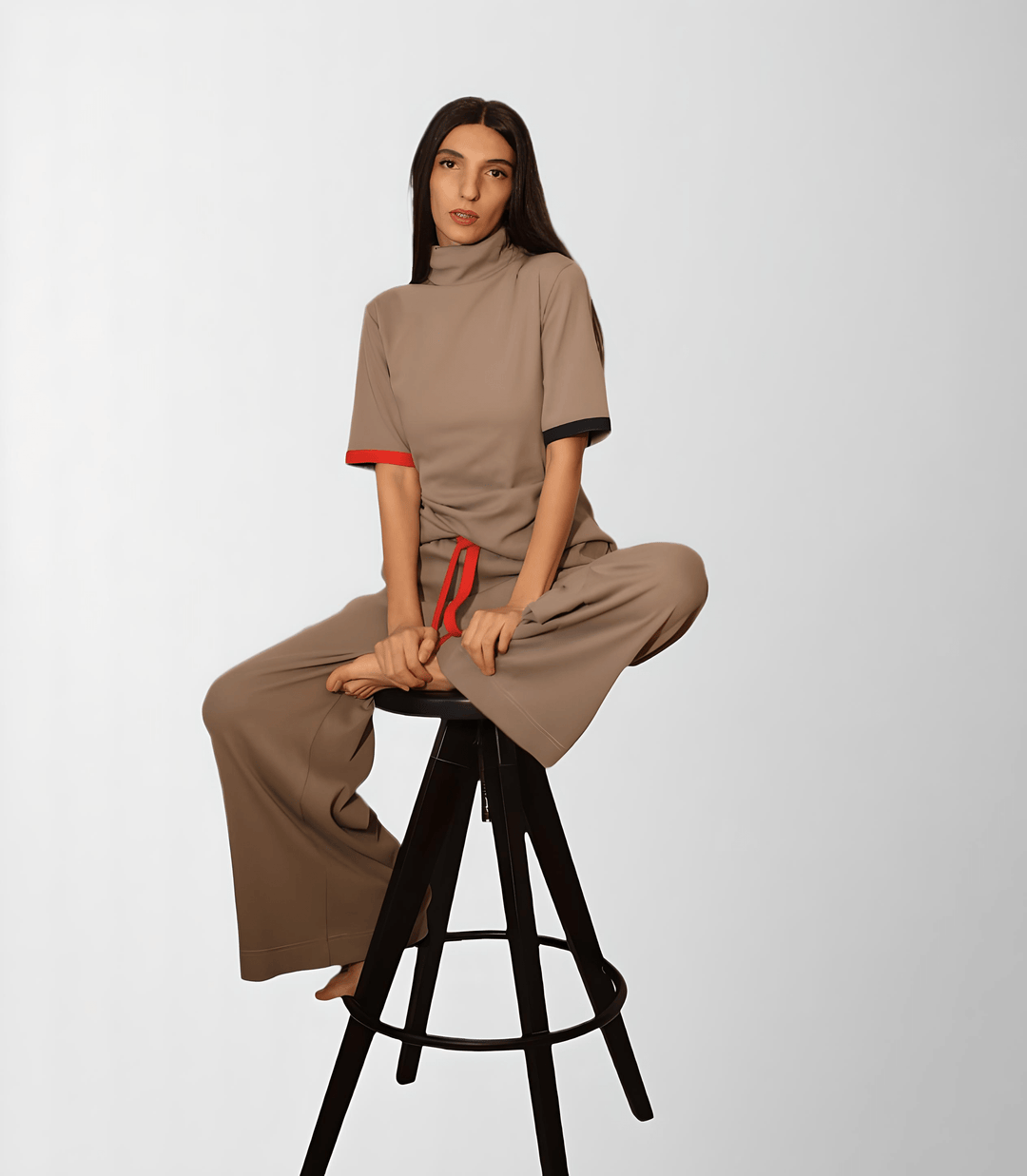 Casual Organic Cotton High-Neck Outfit