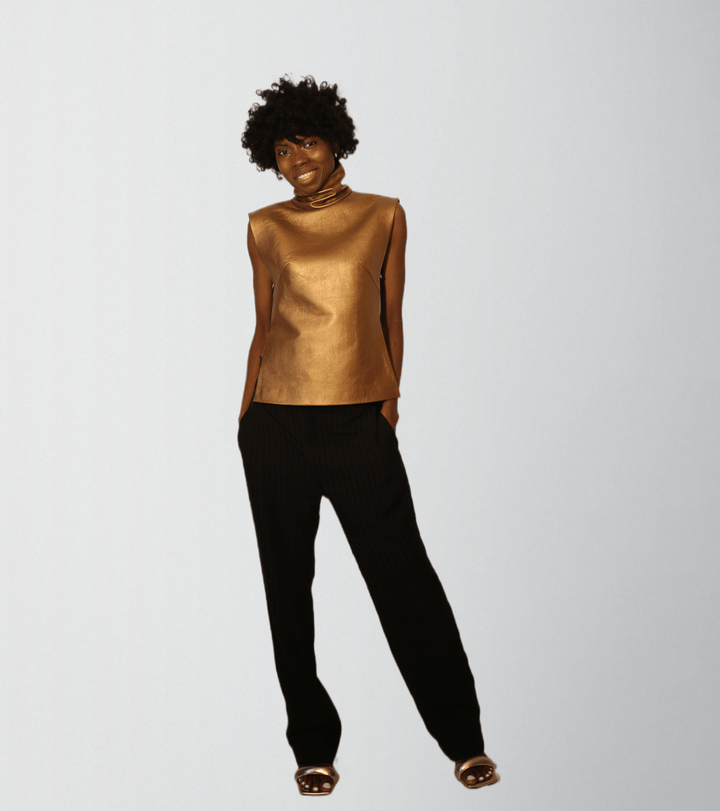 Coating Goat Gold Genuine Leather Blouse