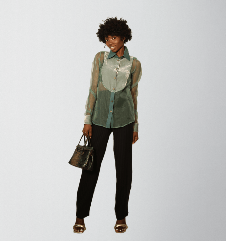 Silk Velvet Lightweight Organza Sheer Blouse