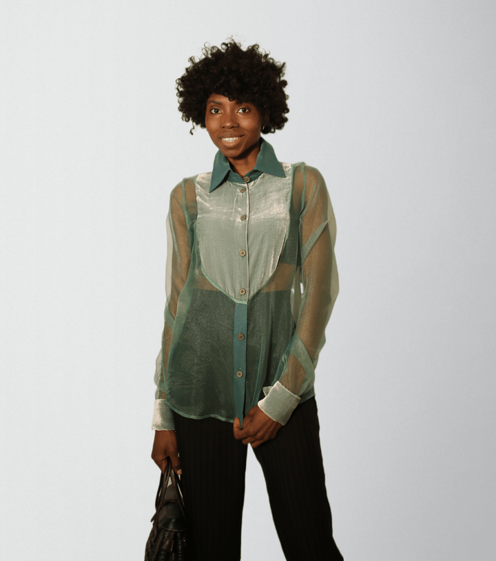 Silk Velvet Lightweight Organza Sheer Blouse