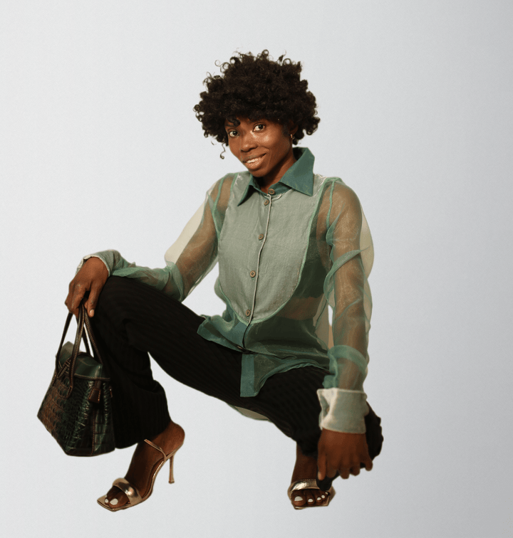 Silk Velvet Lightweight Organza Sheer Blouse