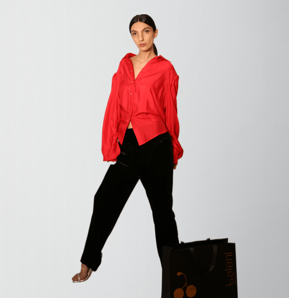 Hand dyed natural mulberry silk elegant shirt - Baleni