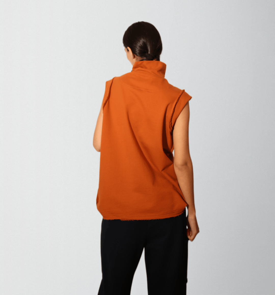 Organic Cotton Mock-Neck Sleeveless Top