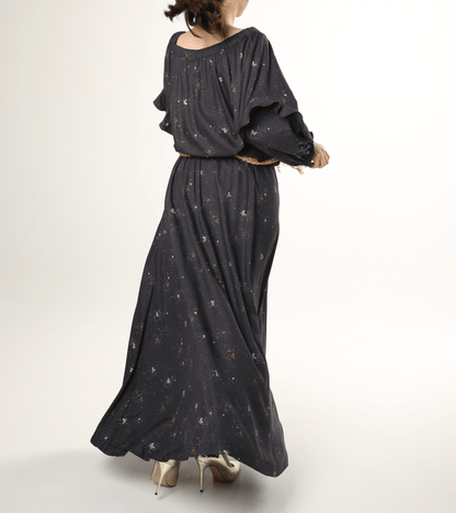 Skirt ensemble with gold metallic braid trim