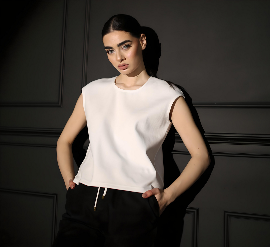 Sleevless Cotton Rib T-Shirt