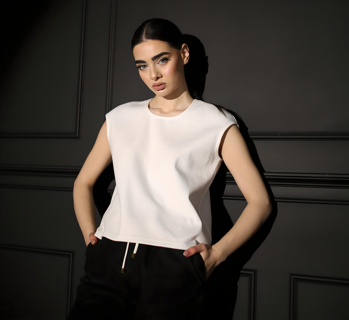 Sleevless Cotton Rib T-Shirt