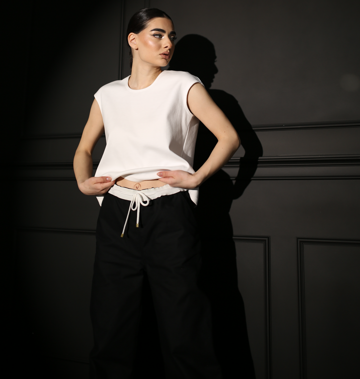 Wide-Leg Soft Cotton Canvas Pants