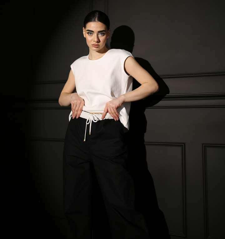 Wide-Leg Soft Cotton Canvas Pants