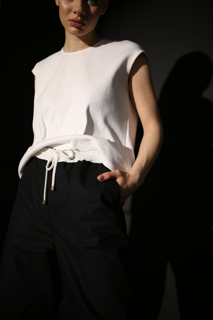 Wide-Leg Soft Cotton Canvas Pants