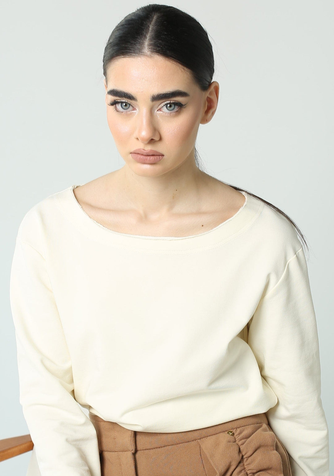 Long Sleeves French Terry Cotton Elastane Top