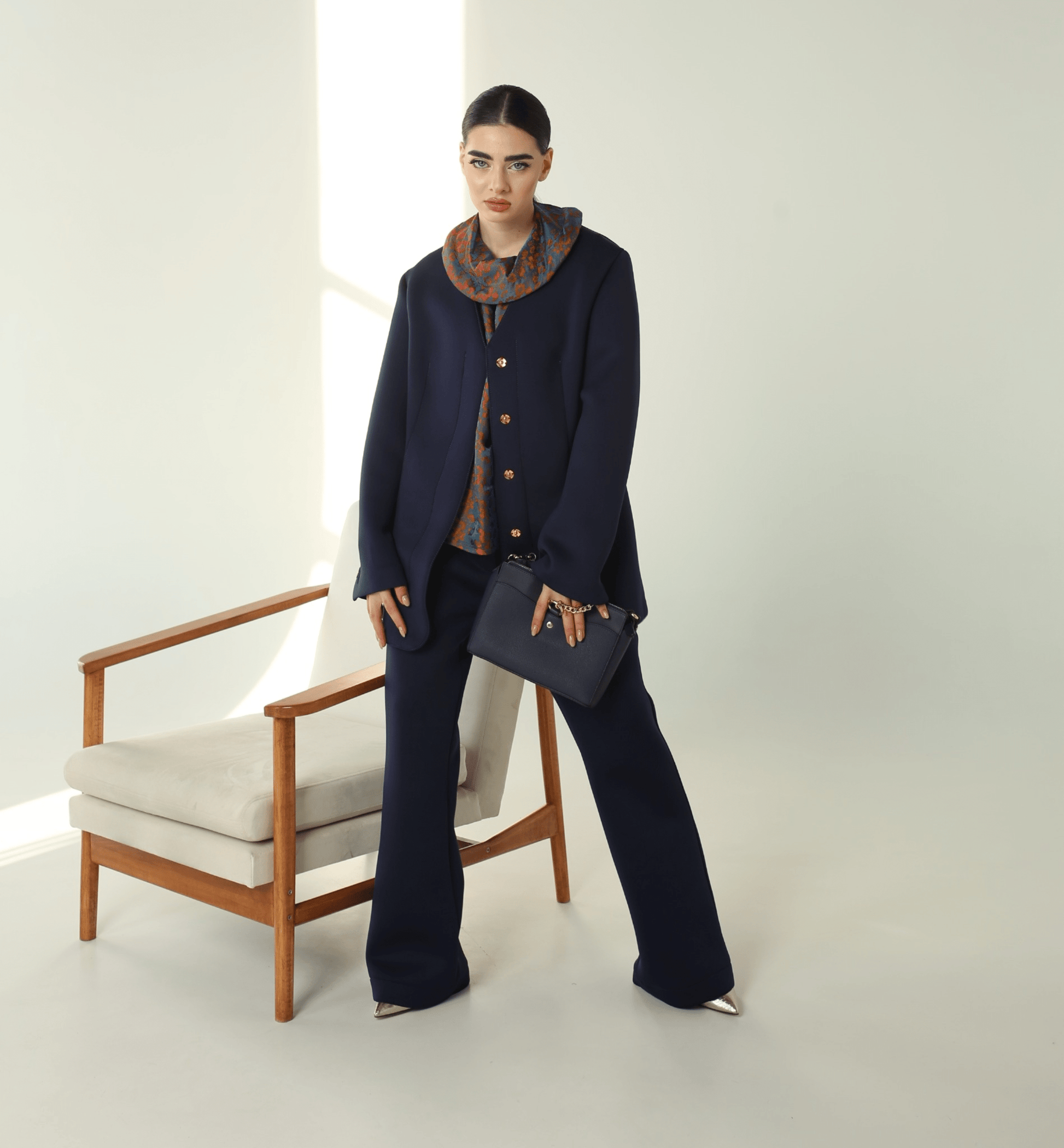 Space cotton stretchy elegant pants ensemble - Baleni