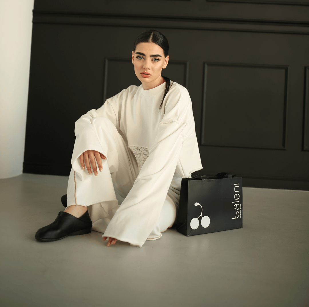 Cotton casual woven 3 pieces tracksuit with lace - Baleni