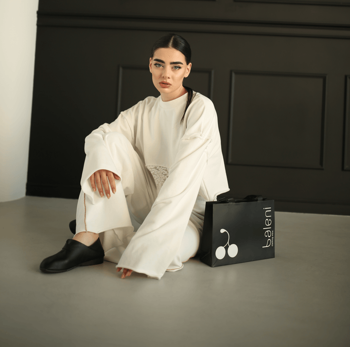 Cotton casual woven 3 pieces tracksuit with lace - Baleni