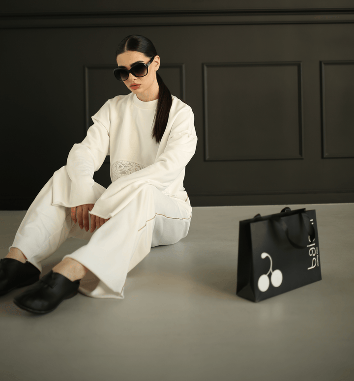 Cotton casual woven 3 pieces tracksuit with lace - Baleni