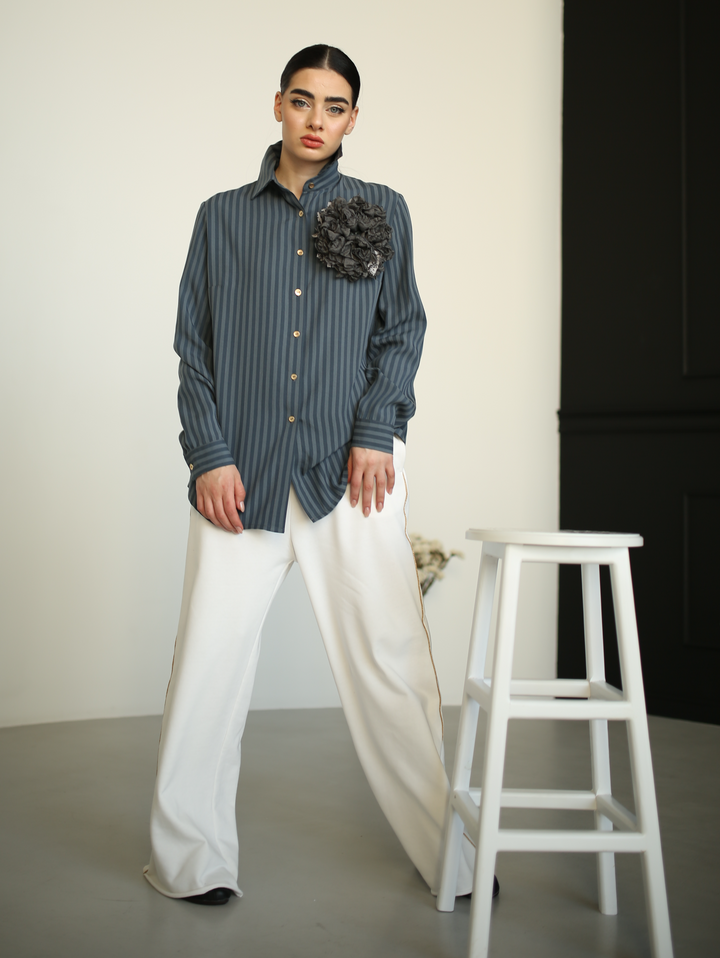Two Tone Striped Twill Shirt