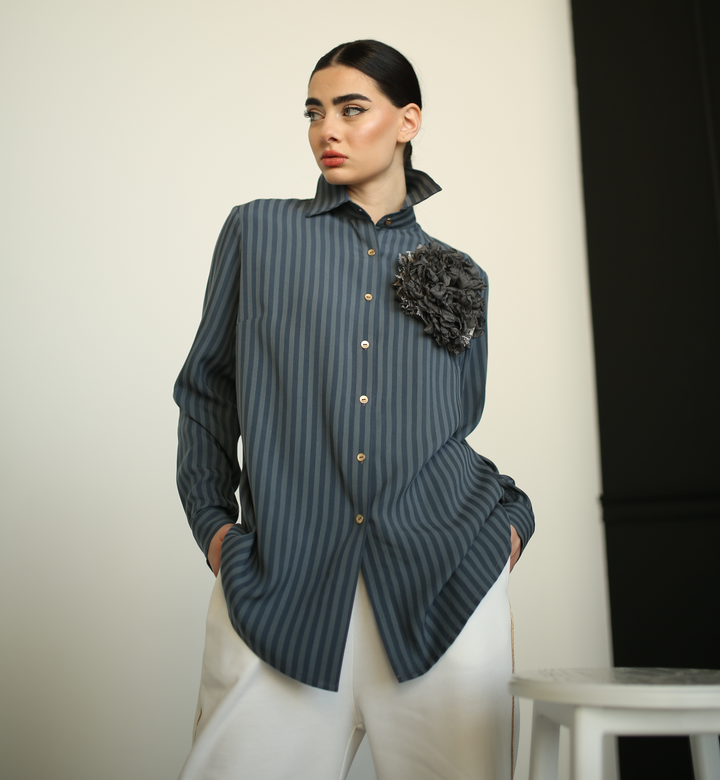 Two Tone Striped Twill Shirt