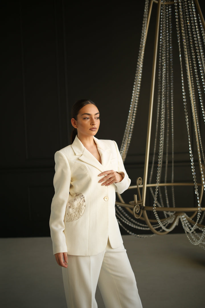 elegant lace dress | Doublewave crepe ensemble with luxurious lace