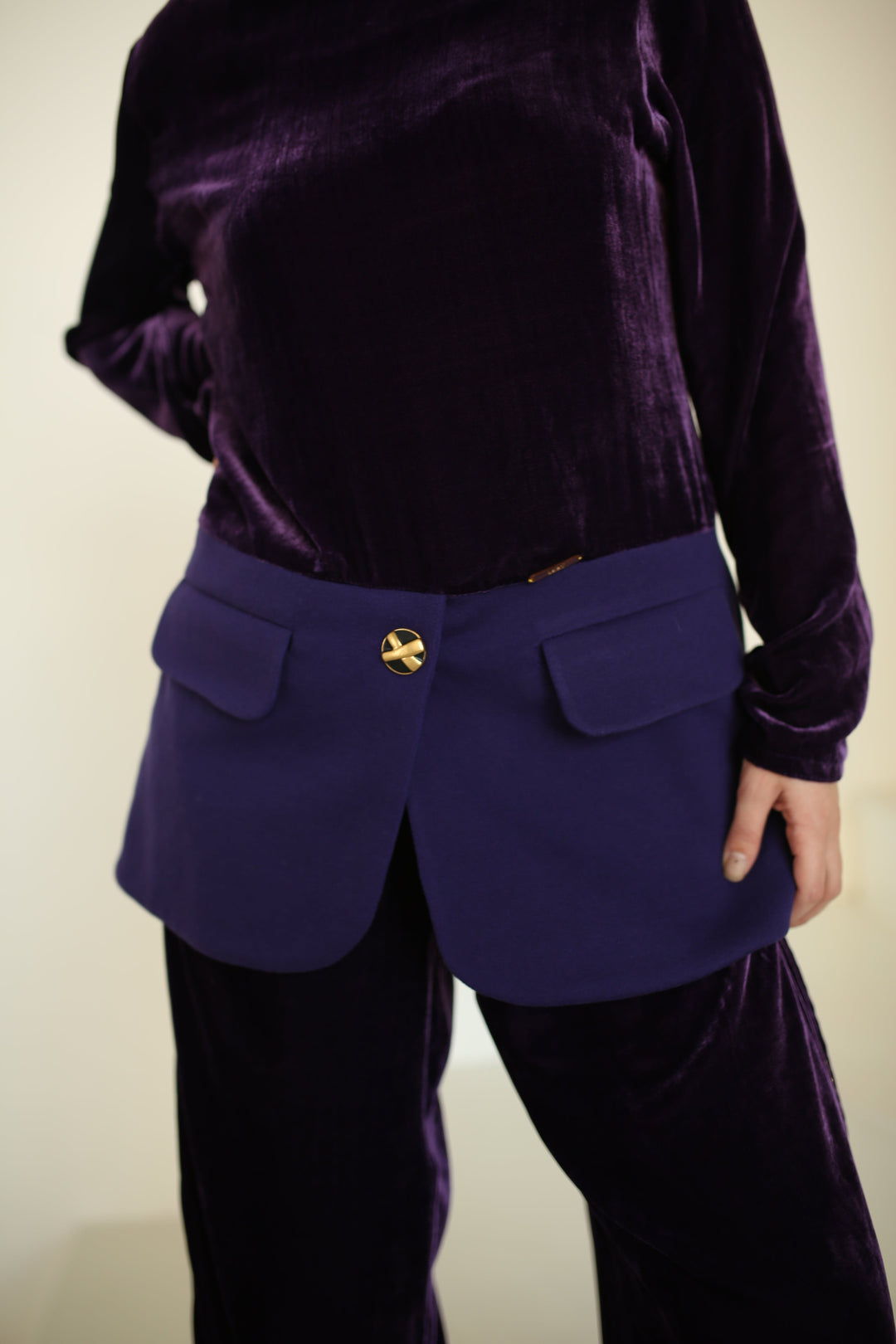Pure mulberry silk velvet luxury pants ensemble - Baleni