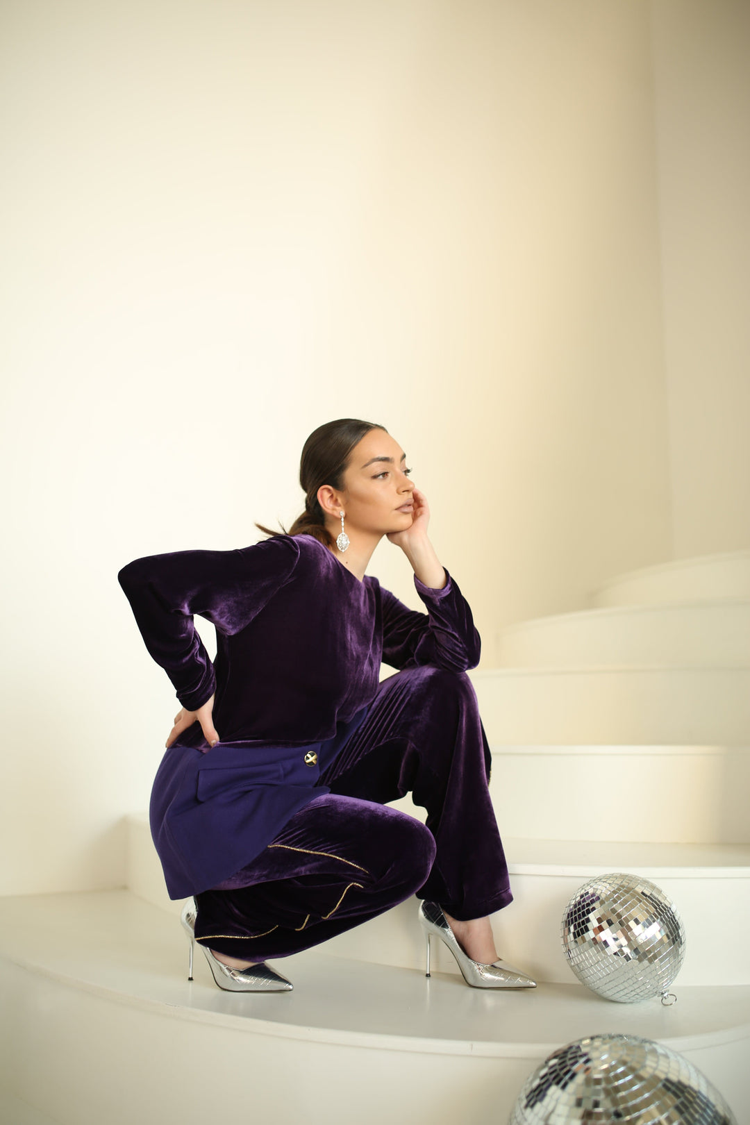 Pure mulberry silk velvet luxury pants ensemble - Baleni