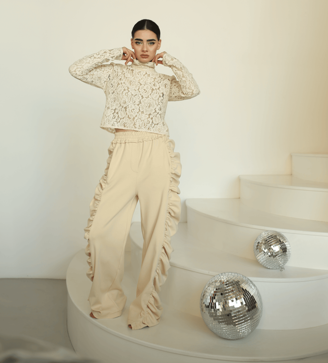 Exclusive pure cotton thick lace tracksuit (3 pieces outfit) - Baleni