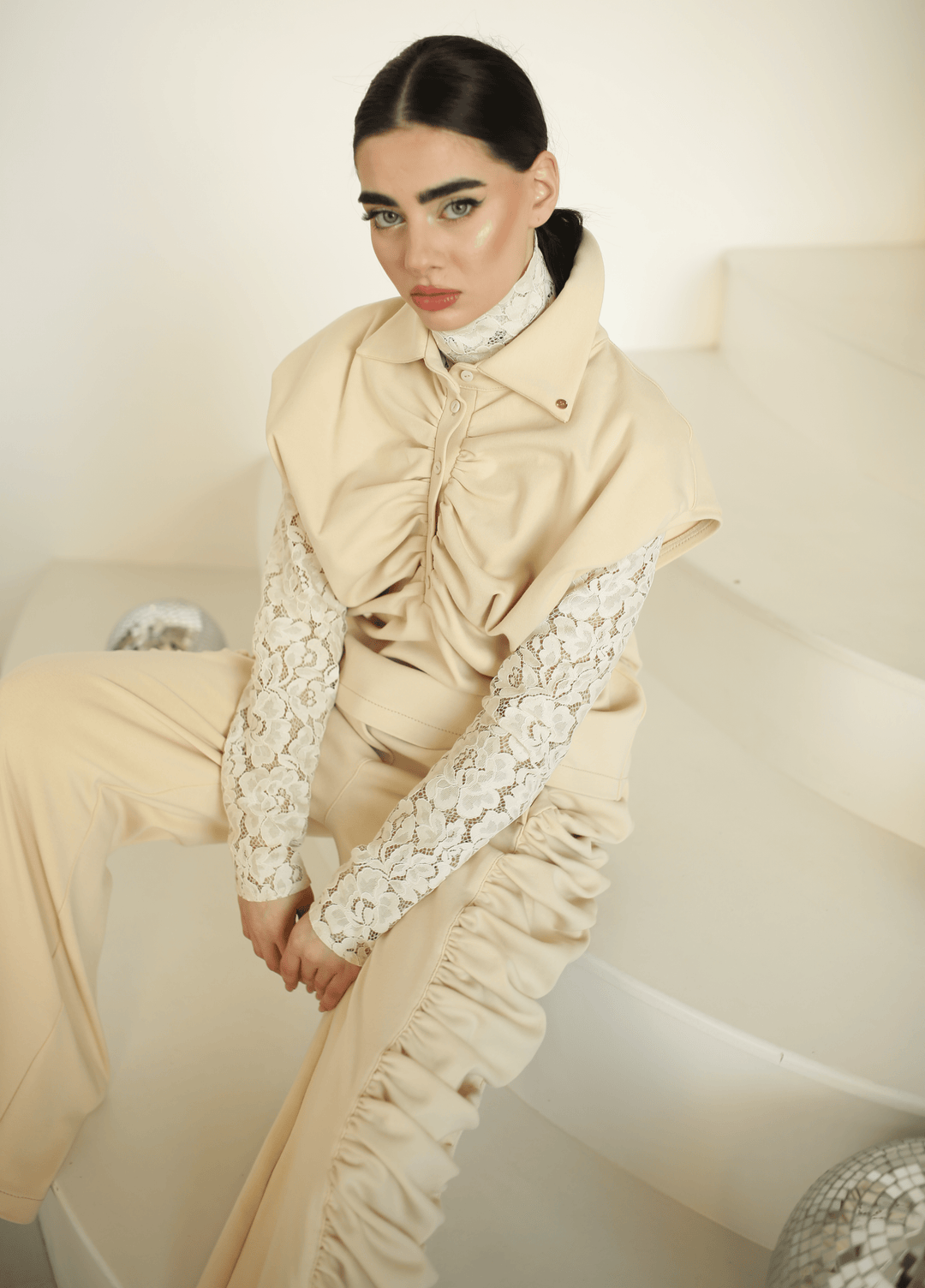 Exclusive pure cotton thick lace tracksuit (3 pieces outfit) - Baleni