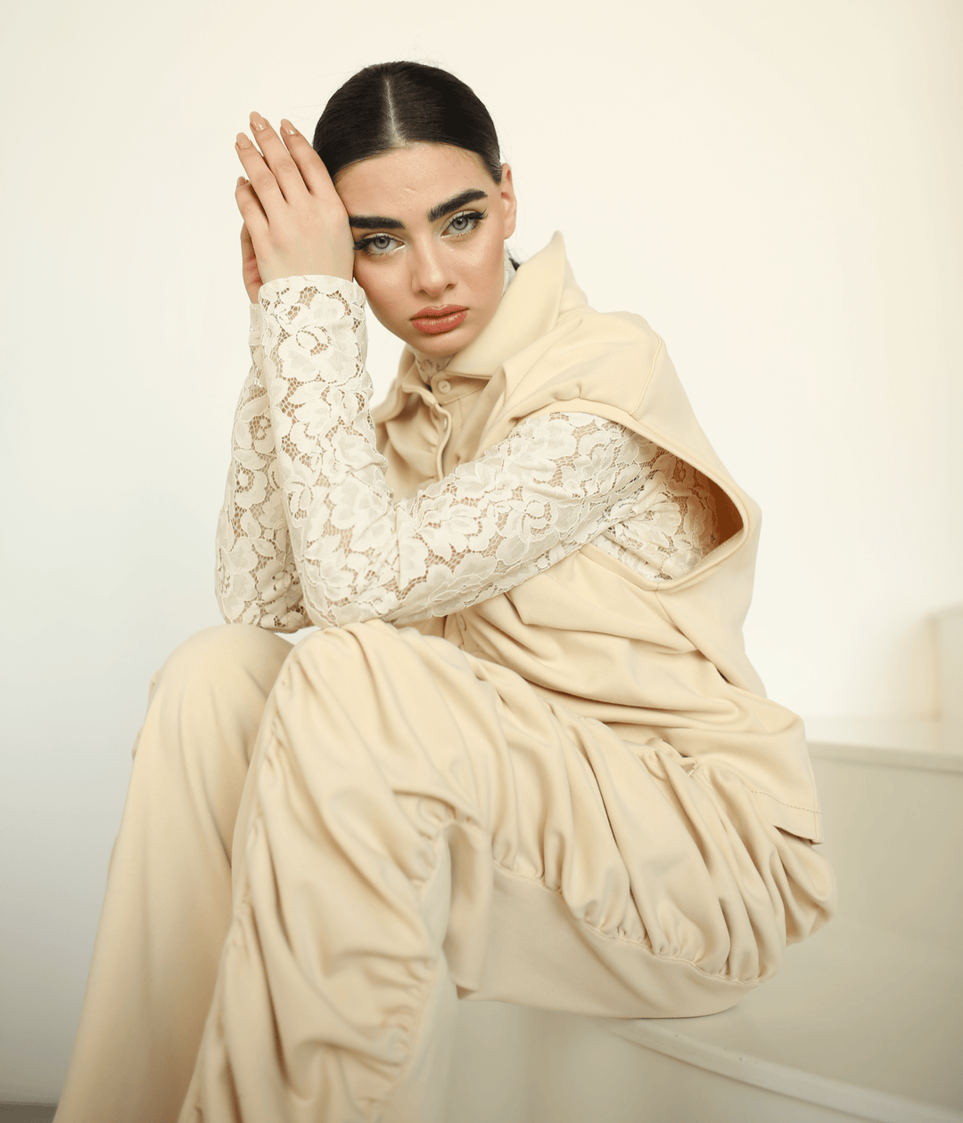 Exclusive pure cotton thick lace tracksuit (3 pieces outfit) - Baleni