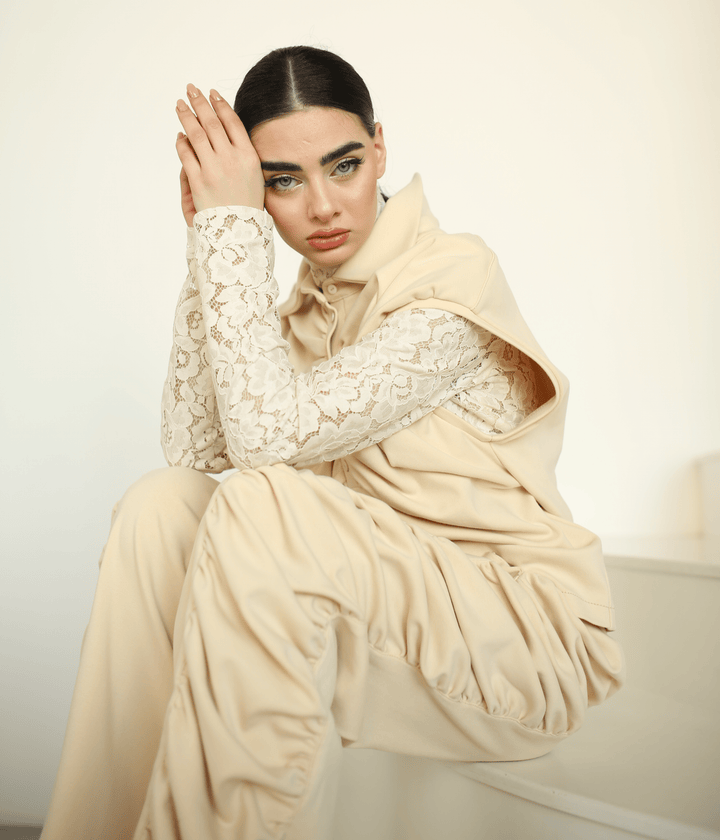 Exclusive pure cotton thick lace tracksuit (3 pieces outfit) - Baleni