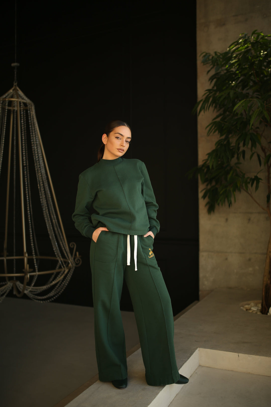 Embroidered organic soft jersey casual tracksuit - Baleni