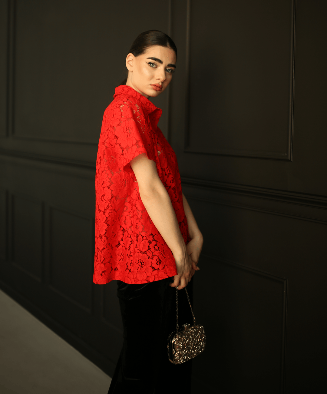 Floral Lace Polo Blouse