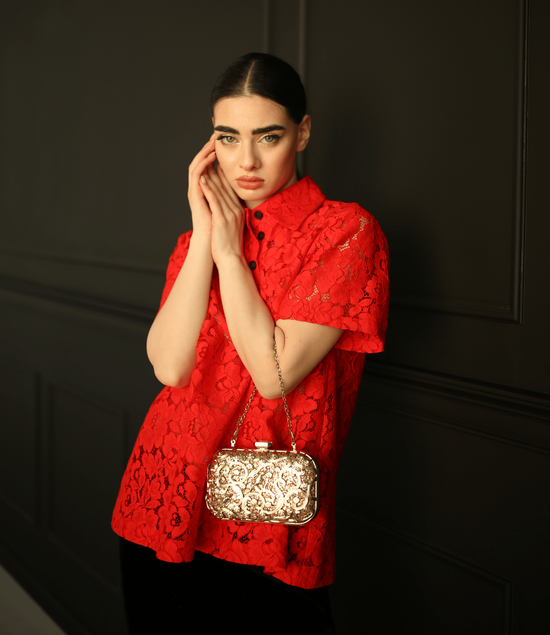 Floral Lace Polo Blouse