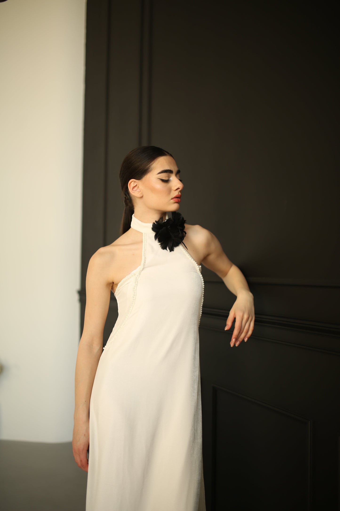 Silk Velvet High-Grade Real Evening Dress