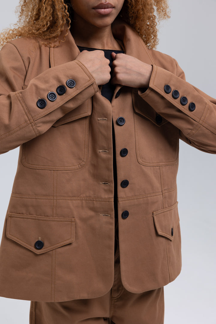 Cotton Twill Fitted Utility Jacket