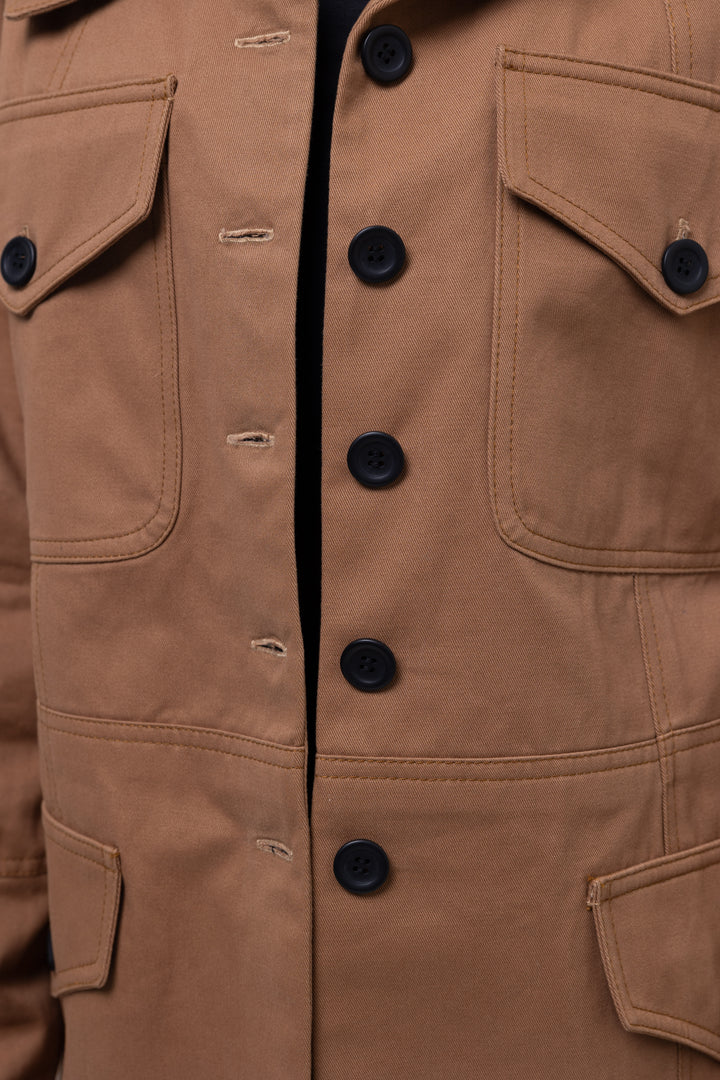 Cotton Twill Fitted Utility Jacket