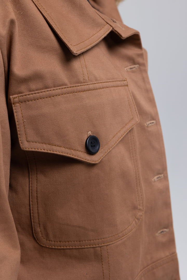 Cotton Twill Fitted Utility Jacket