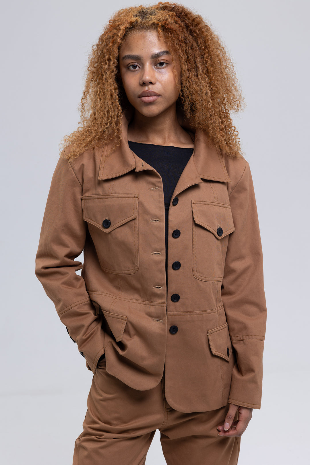 Cotton Twill Fitted Utility Jacket