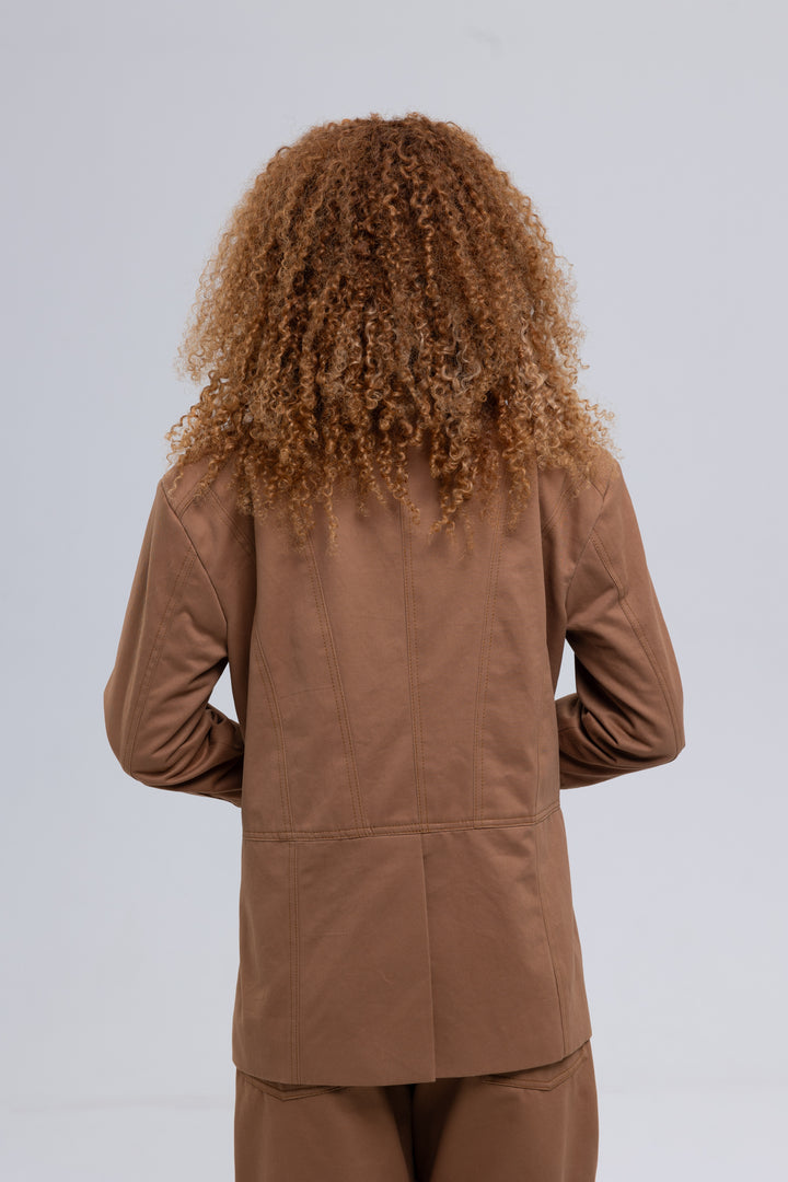 Cotton Twill Fitted Utility Jacket