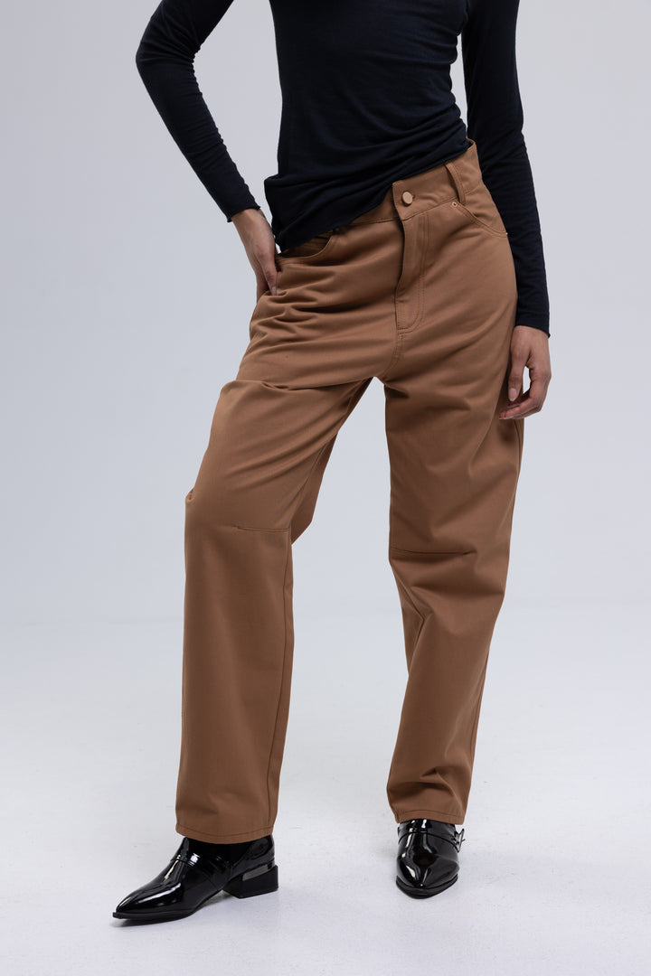 High-Rise Tapered Cotton Trousers