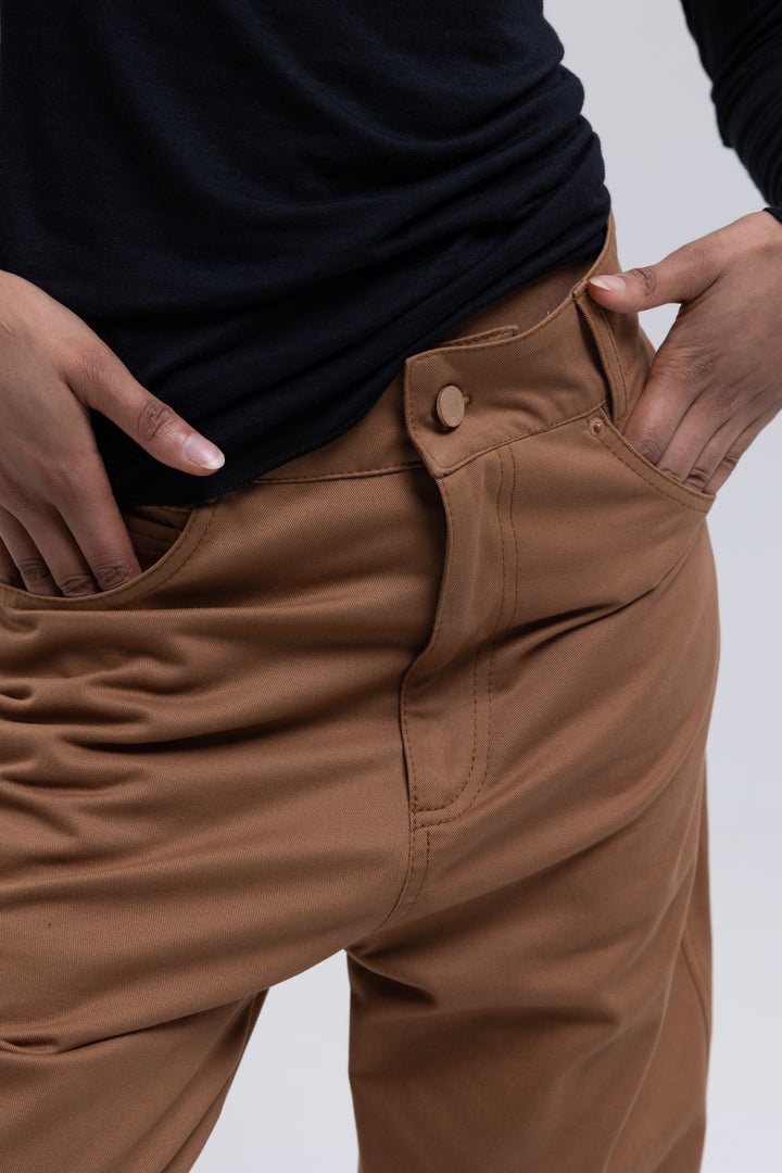 High-Rise Tapered Cotton Trousers