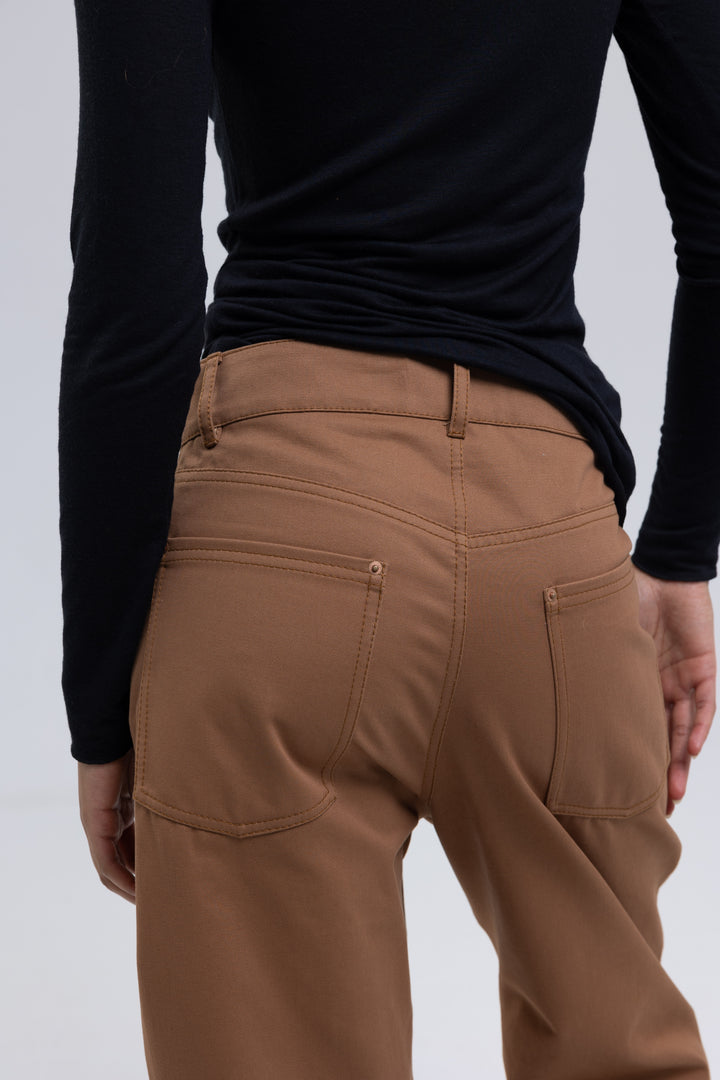 High-Rise Tapered Cotton Trousers