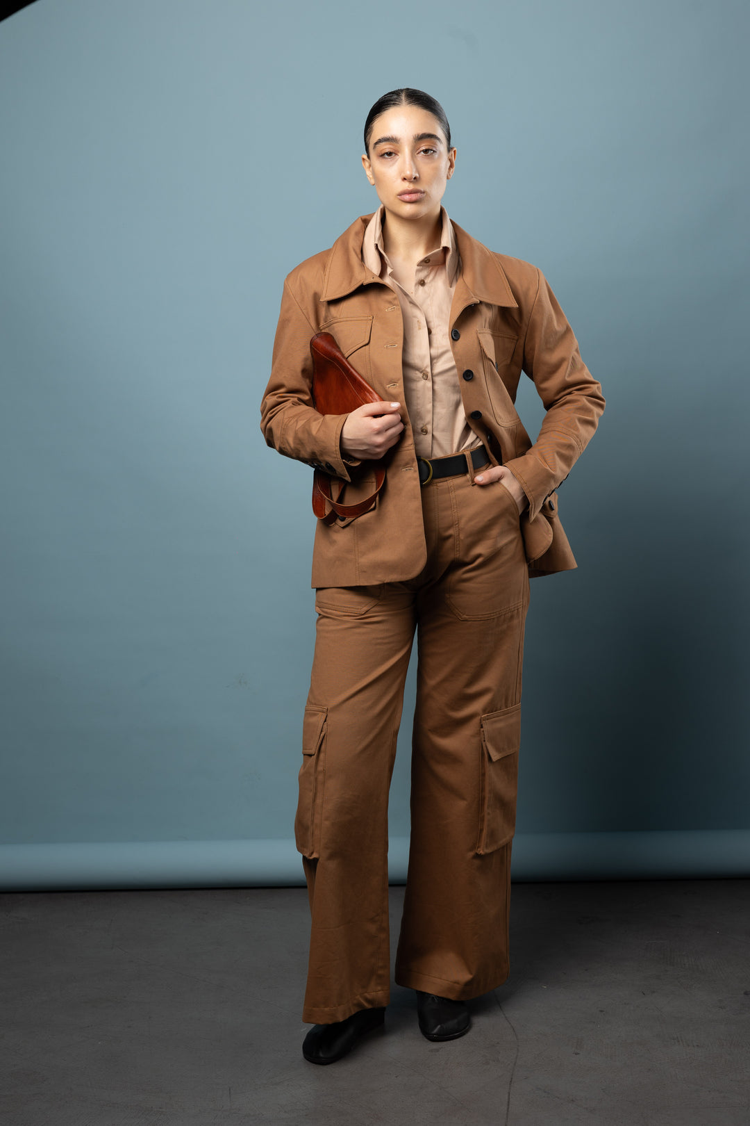 Wide-Leg Cotton Twill Cargo Trousers
